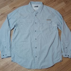 Ex Officio Shirt Mens Extra Large Plaid Vent Roll Tab Insect Shield Zip Pockets